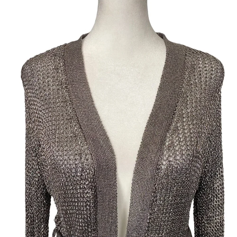 LOVE SENSE Women Metallic Knit‎ Sweater Sz M Silver Gunmetal Renaissance Goth